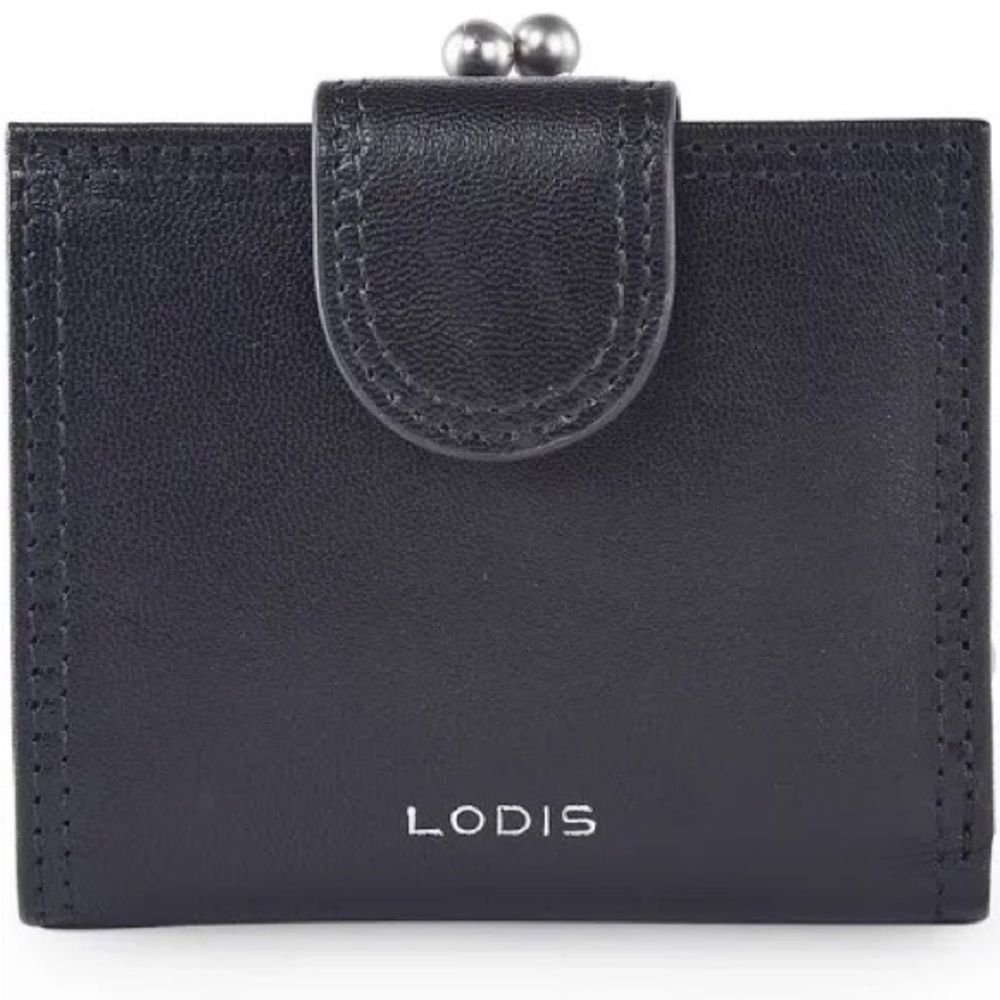 NEW Lodis Genuine Leather Small Black Wallet